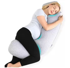 Momcozy Pregnancy Pillow for Side Sleeping J Shaped Maternity Body Nursing Grey