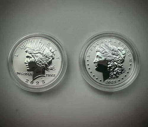 2023 Reverse Proof Two Coin Set Of Morgan And Peace Silver Dollars w/COA & Box