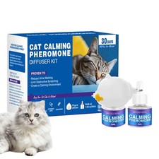 Cat Calming Pheromone Plug In Diffuser Kit 2x48ml Refill Stress Relief 30 Day