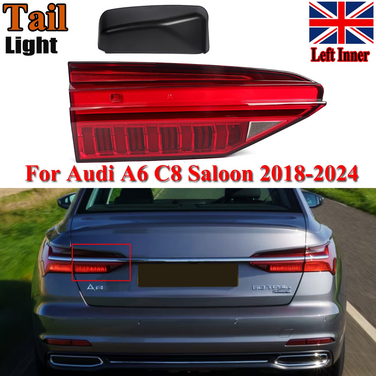 Left LED Inner Tail Light Assembly 4K5945093 Fit For Audi A6 C8 Saloon 2018-2024
