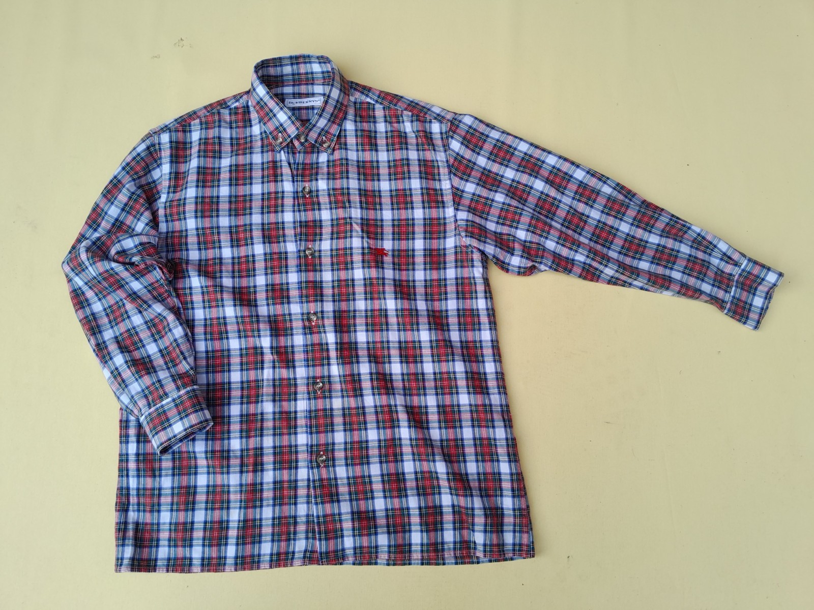 Vintage Burberrys Tartan Shirt Boys 10 Red Plaid Check Long Sleeve Made in Spain thumbnail 6