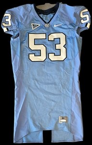 University North Carolina NCAA Football Game Used Home Jersey Size 46 #53