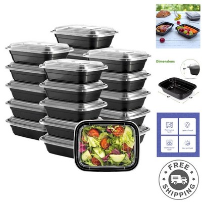 50 Count 12 oz Reusable Meal Prep Containers - Microwave & Dishwasher Safe