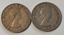 1954 1955 Great Britain Two 2 Shillings (Florin) Set of Two