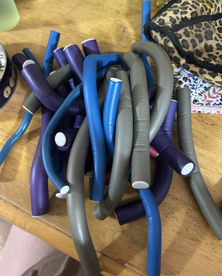 Flexible Foam Bendy Hair Rollers Set 1/2 3/4 1 in Blue Purple Gray