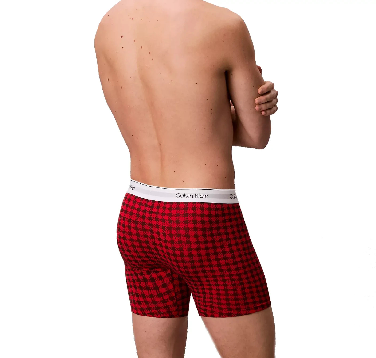 Calvin Klein Men's Icon Cotton Stretch Plaid Boxer Brief Underwear Red, M thumbnail 4