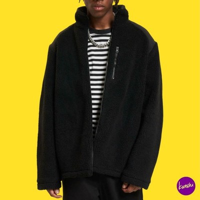 JACK & JONES Men's Fleece Jacket, Jcoecho Teddy, Black, UK L | EU L