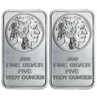 Lot of 2 - 5 Troy oz Buffalo .999 Fine Silver Bar Sealed