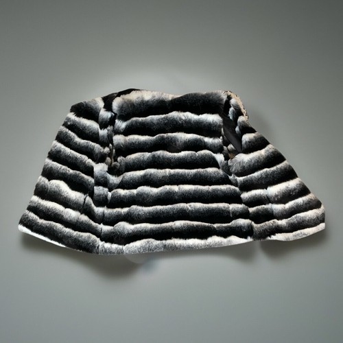 NWT 5/48 Saks Fifth Avenue Faux Fur Vest Size Medium Black and White Striped - Picture 3 of 8
