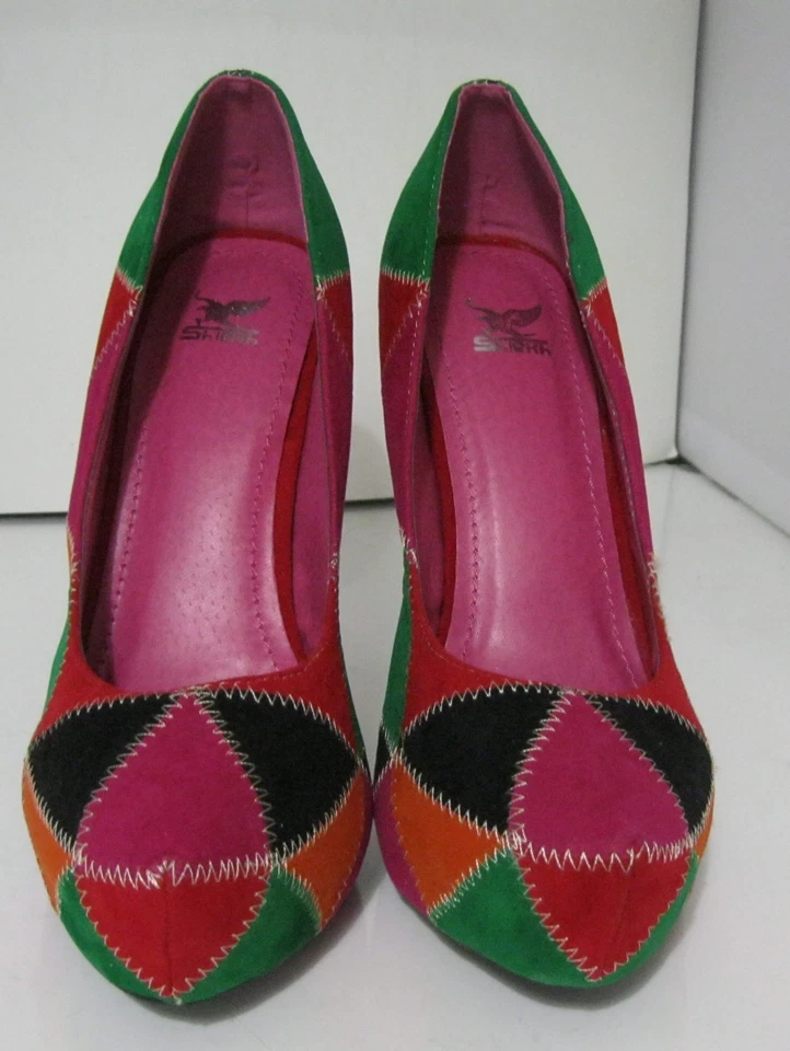 Zapatos MULTICOLOR 5.5" Alto Tacón de Aguja 1.5" Plataforma Puntera MUJERES Talla 7.5 Foto 3 de 4