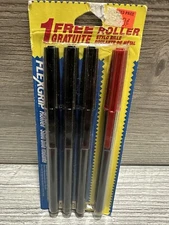 Vintage 1992 Paper Mate Flexgrip Roller Pens 3 Black And 1 Red Pen