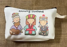 PAINT DESIGN ART HANDMADE CANVAS ZIPPER MAKEUP COSMETIC BAG 3 LADY HILL TRIBE#15