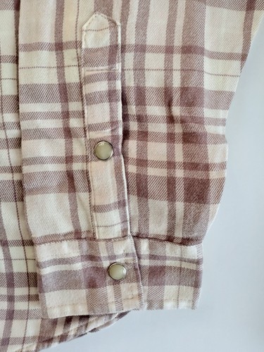 Jachs Girlfriend Women Plaid Button-Up Shirt Pink/White Long Sleeve Soft Flannel - Picture 6 of 12