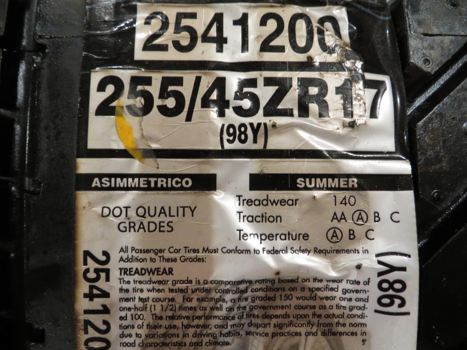 NEW 1 ONE PIRELLI PZERO ASIMMETRICO SYSTEM * FERRARI 2541200 255/45ZR17 98 2979