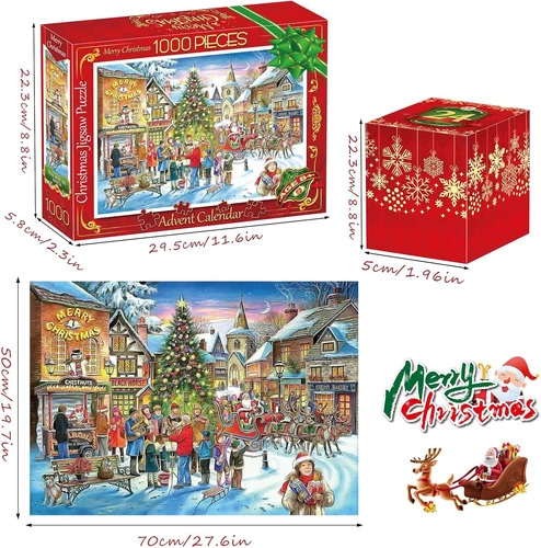 2024 Christmas Advent Calendar Jigsaw Puzzles,24 Days Surprise Multicolor - Picture 6 of 8