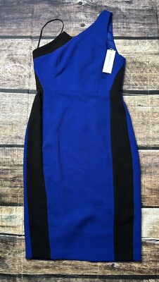 Bcbgeneration Shift Dress Women's Size Off One Shoulder Colorblock Blue  Black