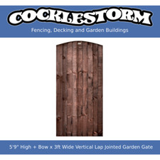 5'9" High + Bow x 3ft Wide Vertical Lap Jointed Timber Garden Gate (Brown)