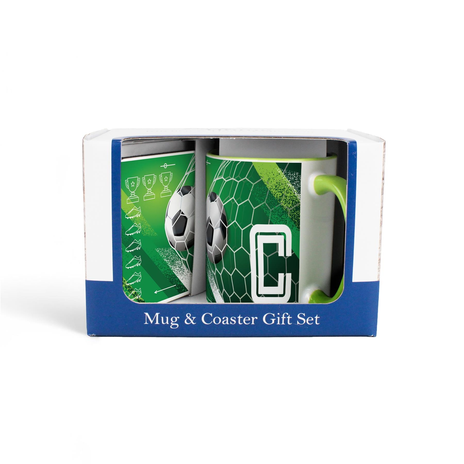 Football Letter C Mug & Coaster Gift Set - Ceramic Cup Present for Football Fans