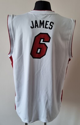 NBA Miami Heat Basketball Adidas white Jersey #6 James size Extra
