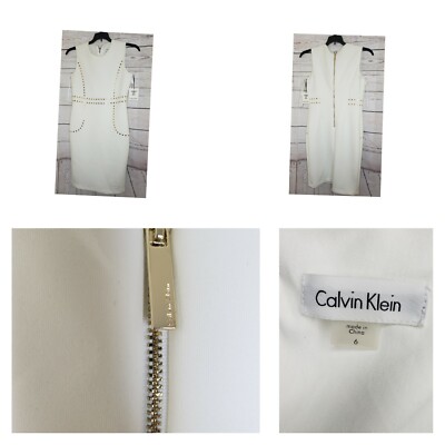 Calvin Klein ladies White One Piece Dress Gold Studded Design | eBay