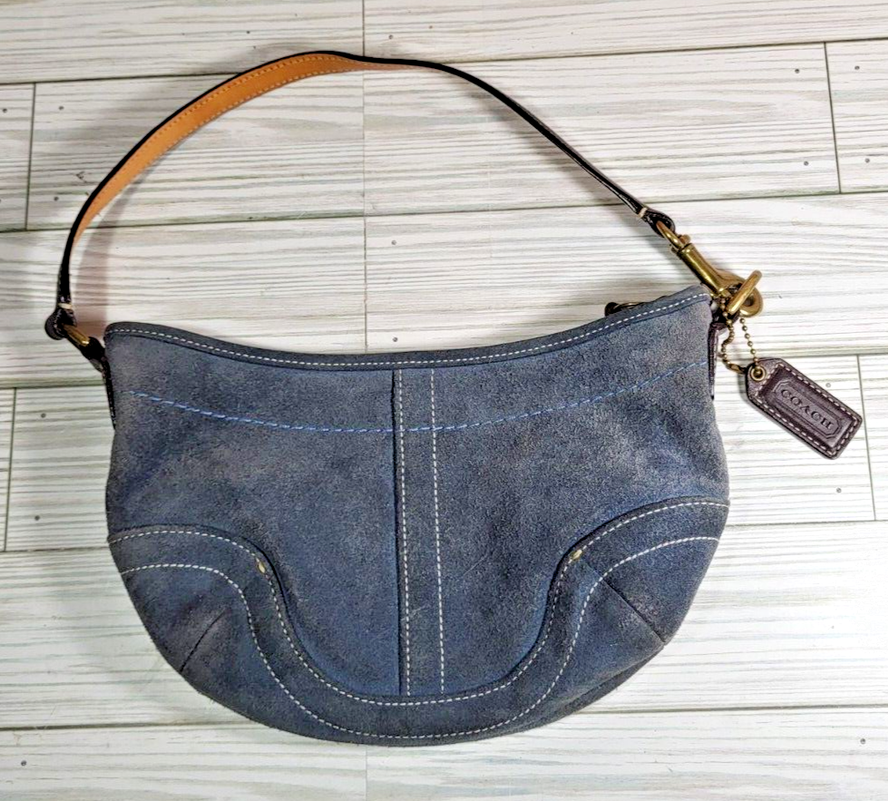 Coach Blue Suede Hobo Bag Purse Great Condition Super Cute Tote | eBay