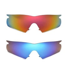 Walleva Two Pairs Polarized Lenses For Oakley M Frame Hybrid - Fire Red Ice Blue
