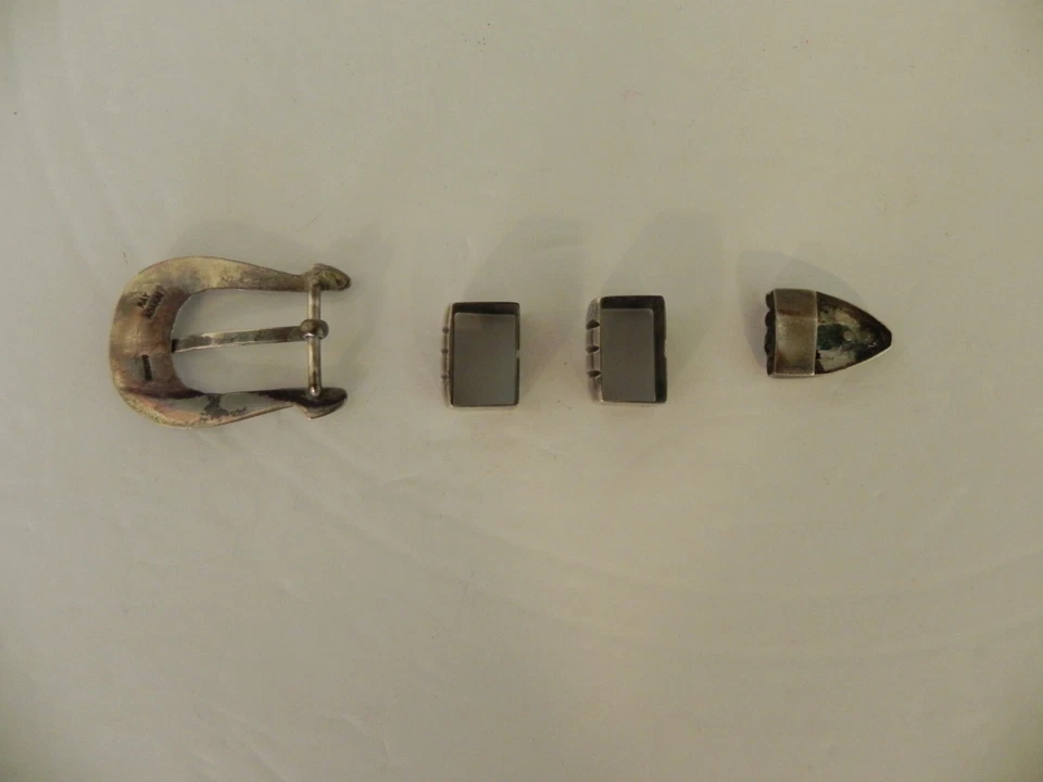 Ray Adakai Vintage Navajo Native American Jewelry Silver Ranger Belt Buckle Set - Image 4 of 4