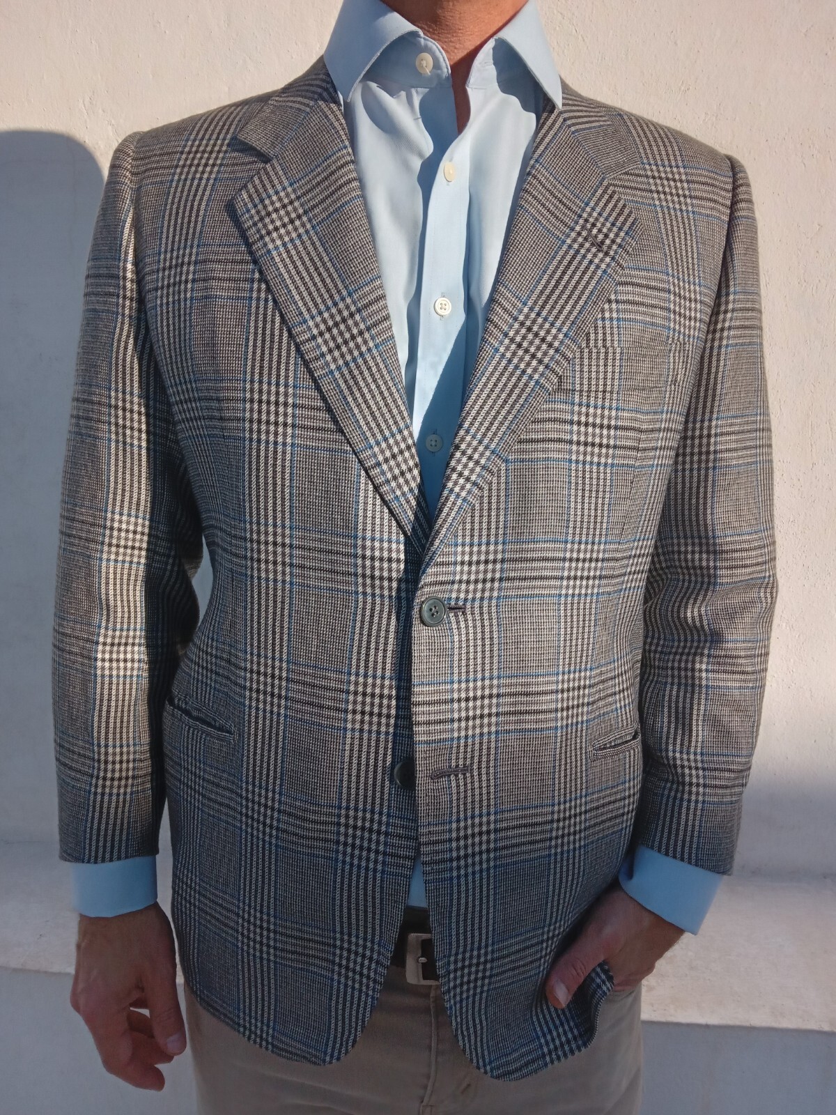 DORMEUIL Mens 100percent Cashmere Blue Jacket Size 40 S UK Prince Of Wales RRP £750 image 3