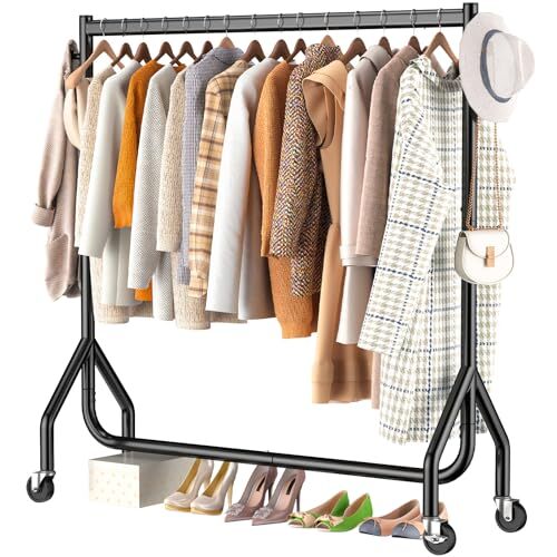 Heavy Duty 48-Inch Rolling Clothes Rack Holds 420 Lbs Black-image
