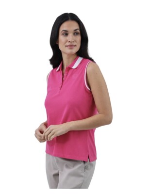 CHAPS Womens Sleeveless Polo Shirt Size XXL Pink & White New