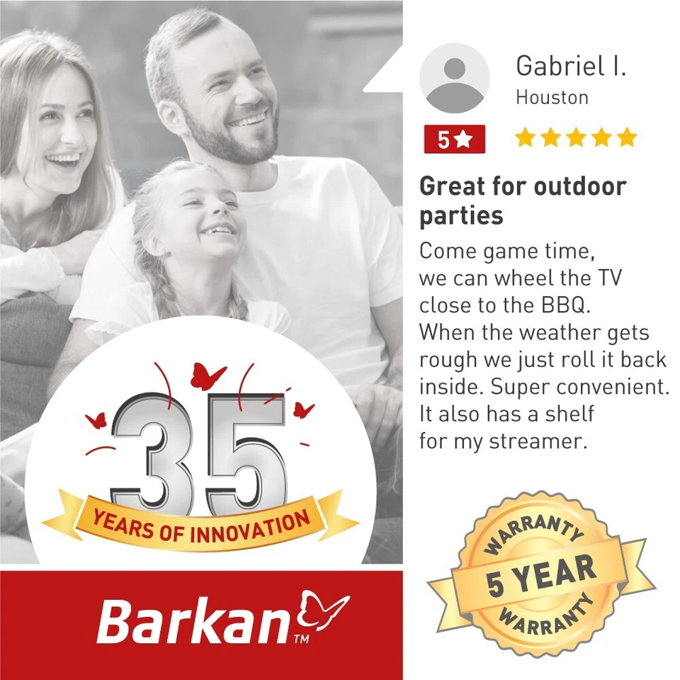 Carro de TV Barkan 13-86 pulgadas inclinación y ajuste de altura, soporta hasta 110 libras Foto 4 de 4