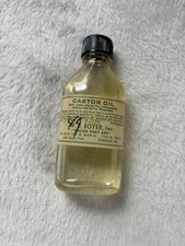 Vintage Glass Castor Oil Bottle Reading PA WB Boyer Inc Dani Glass 4.5”H