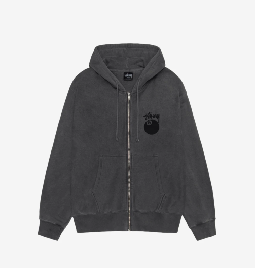 Stussy 8 Ball Pigment Dyed Zip Hoodie Black, 100% Authentic Stussy 8 Ball Pigment Dyed Zip Hoodie Black, 100% Authentic