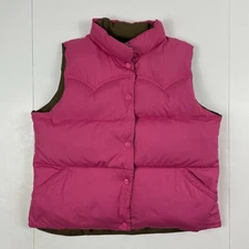 American Eagle Puffer Vest Women's Medium Reversible Down Filled Full Snap Pink