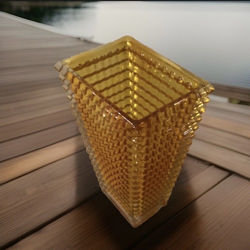 Amazing Gold Crystal Xl Vase H12” Heavy Art Glass Maker Not Baccarat Crystal