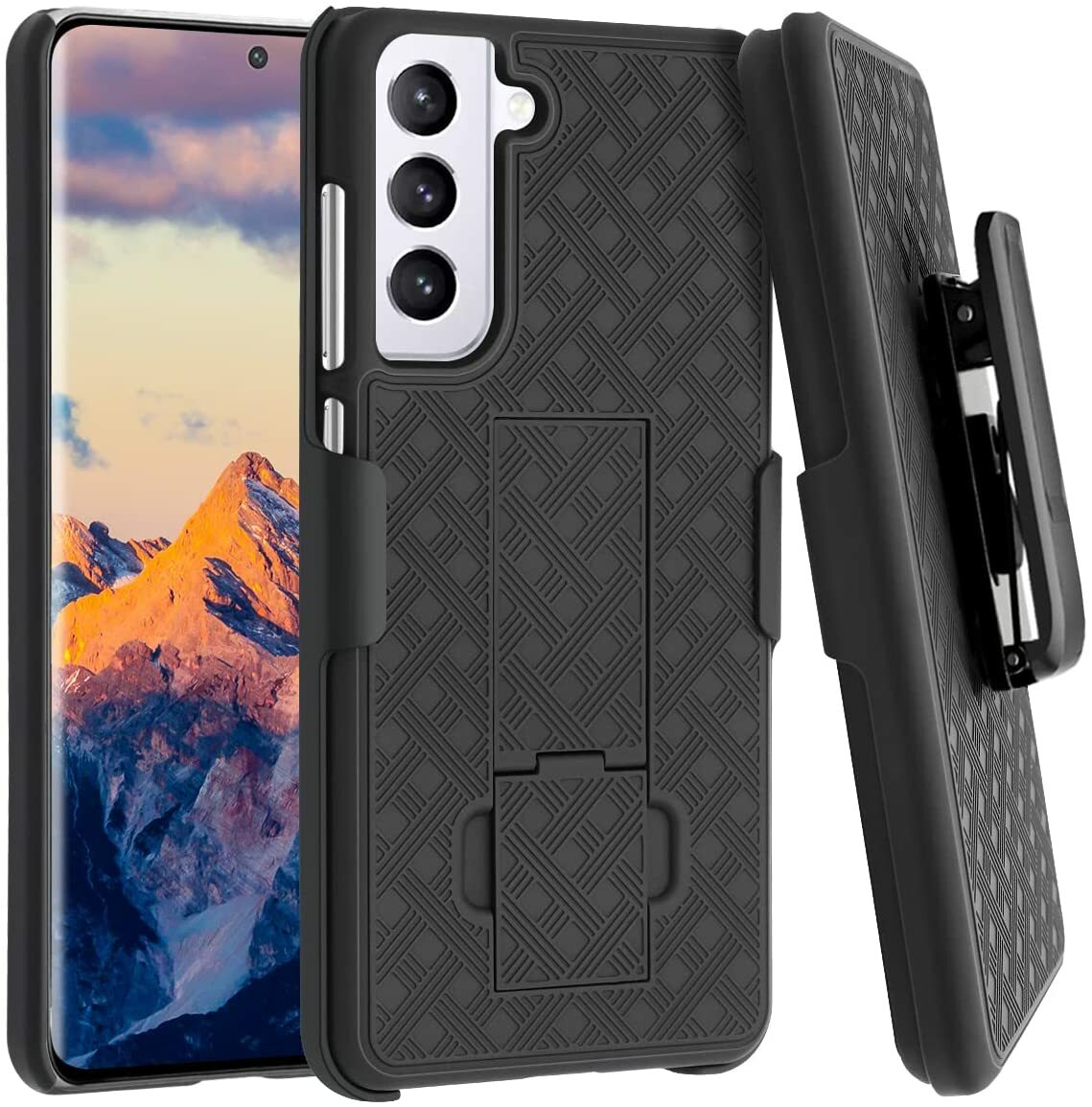 For SAMSUNG GALAXY S21 FE 5G CASE BELT CLIP HOLSTER SWIVEL COVER KICKSTAND  COMBO