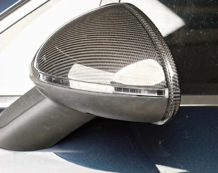 2PÇS DRY acabamento de tampa de espelho retrovisor de fibra de carbono para Porsche Macan 95B 14-22 - Imagem 2 de 4