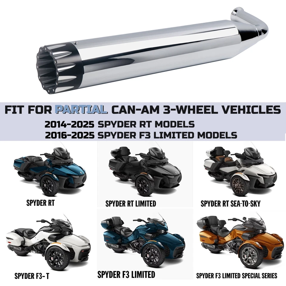 Deep Nice Tone Chrome Exhaust Pipe for Can-Am 2014-2025 Spyder RT & F3 Limited - Image 4 of 4