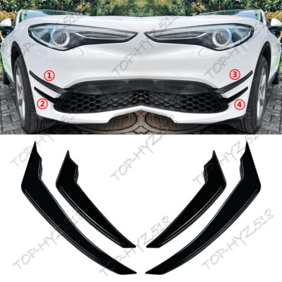 Fit Alfa Romeo Stelvio 2017-2025 Gloss Black Front Bumper Wind Knife Grille Trim