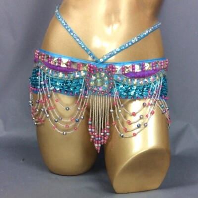 Sequins Stones Beaded Belly Dance Costume Samba Carnival Hip Scarf Belt 3 Colors