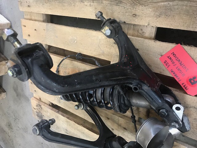 95-99 Ferrari 355 F355 RIGHT FRONT SUSPENSION CONTROL ARMS KNUCKLE KNEE SHOCK