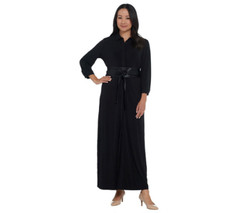 Brooke Shields Women's Timeless Regular Knit Maxi Dress with Belt, Black, 2XS