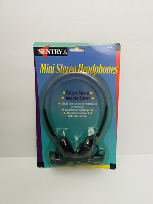 Vintage SENTRY Mini Stereo Over-Head Adjustable Headphones Foam Ear Pads H0415