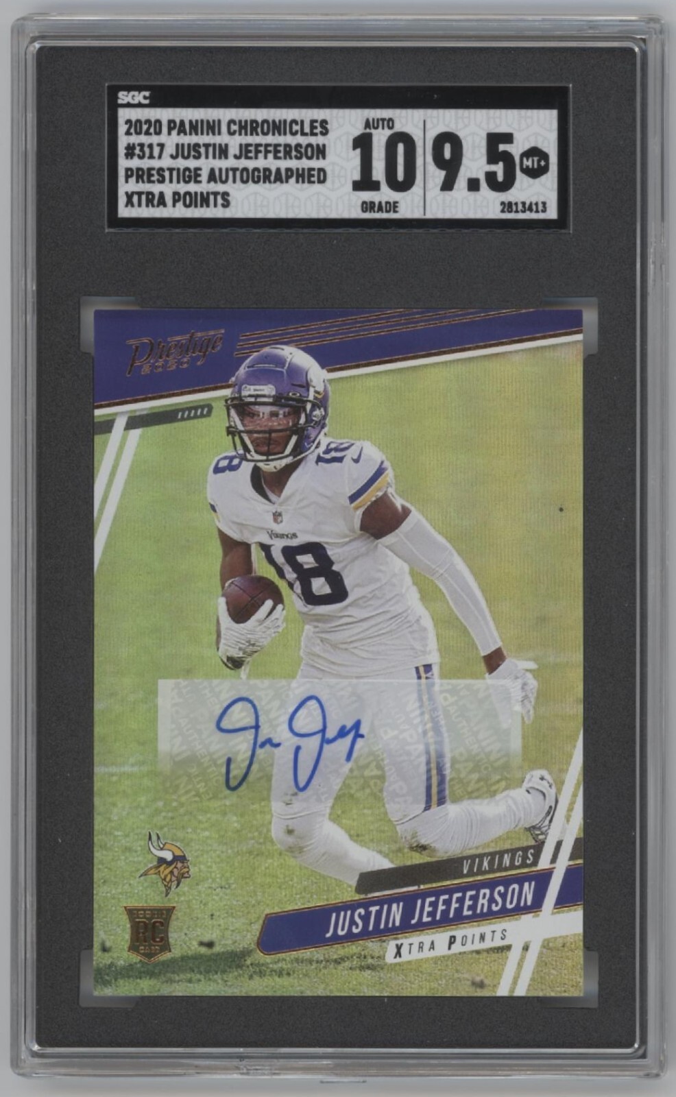 Justin Jefferson Panini Chronicles Prestige #317 Signature-Gold Xtra Points
