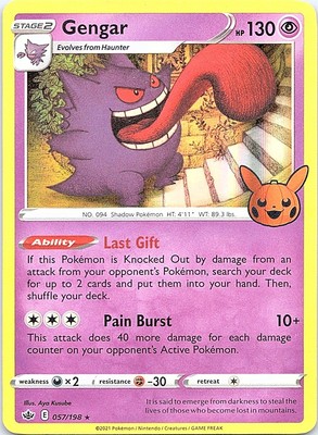Carta Pokémon Gengar 057/198 Tcg Holo Rare Inglés