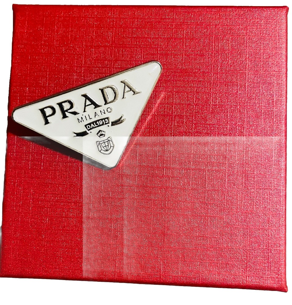 Prada brooch pin triangle White And Silver