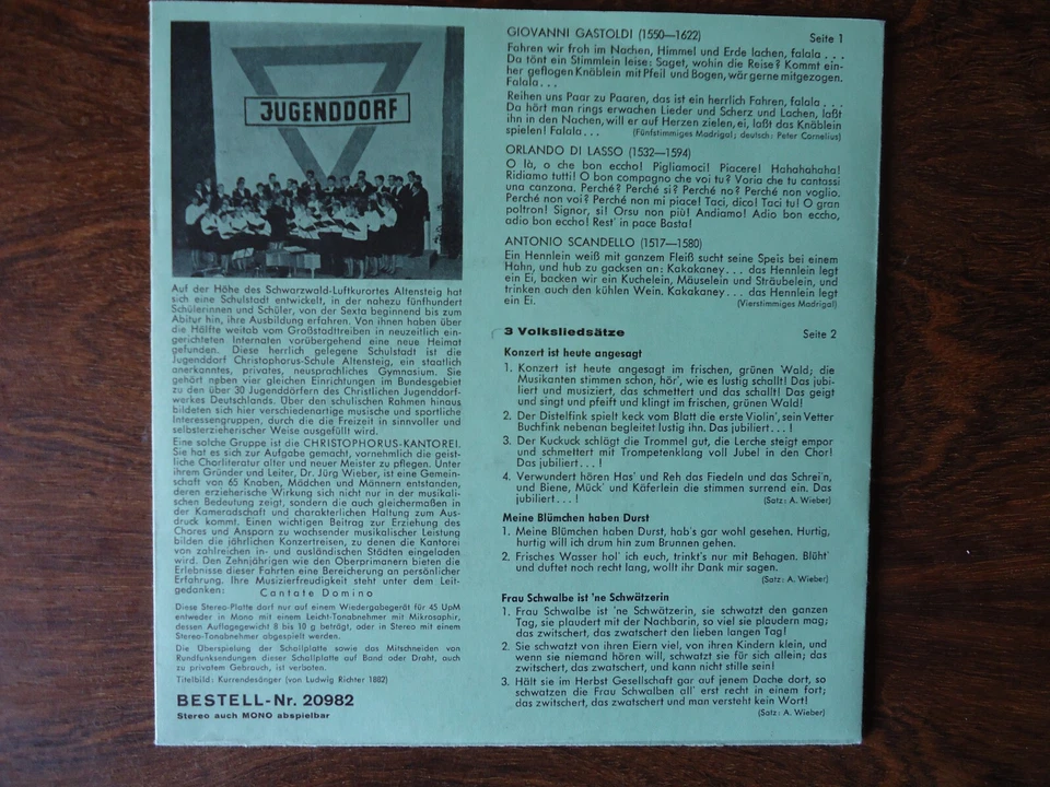 Schallplatte-Single - Weltliche Chormusik -Christophorus Kantorei - Bild 2 von 3