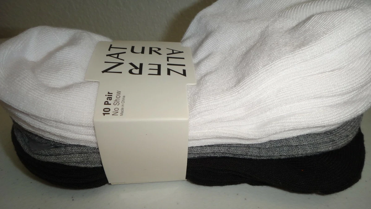 NATURALIZER 10 PAIRS PACK Womens No Show Low Cut Socks Black Gray White One Size