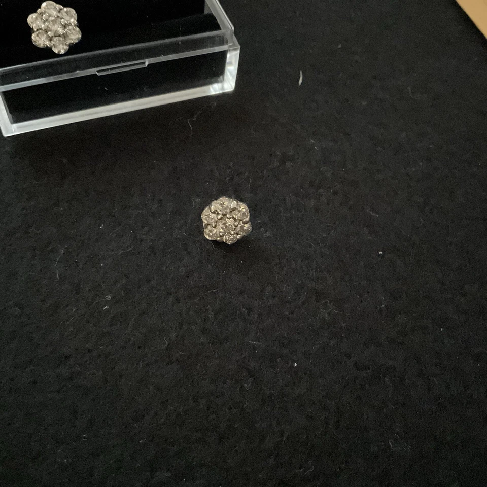 14k Solid White Gold 1.70 Ct TW Diamond Flower Cluster Stud Earrings - Image 4 of 4