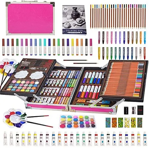 ART SUPPLIES Set with Case Painting Coloring Drawing Pink 139 Pack KINSPORY